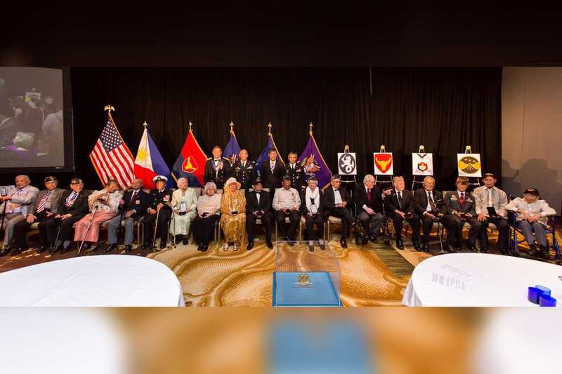 A photo showing the Filipino World War II veterans who were honored during the Congressional Gold Medal awards ceremony on Oct. 25, 2017.